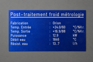 Plaque m&eacute;canique personnalis&eacute;e, pour machine et industrie